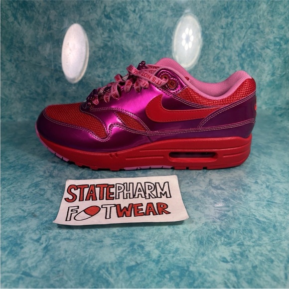 Nike Air Max 1 Men’s Patent Pink Low Top Retro Cushioned Shoes Sneakers Size 10 - Picture 2 of 5